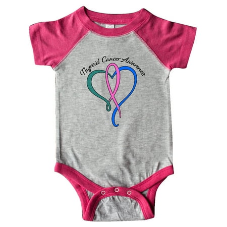 

Inktastic Thyroid Cancer Awareness with Pink Teal and Blue Ribbon Gift Baby Boy or Baby Girl Bodysuit