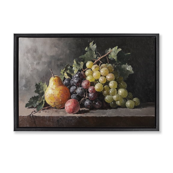 Stupell Industries Transitional Bountiful Fruit Classic Still Life Black Floating Frame Canvas Art, 25 x 17, by Petals Prints Design