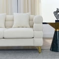 thumbnail image 5 of Spaco 60" Deep Seating Sectional Sofa, 2 Seater Comfort Teddy Fabric Couch, Soft Sitting with 2 Pillows for Living Room, Bedroom, Office, White, 5 of 11