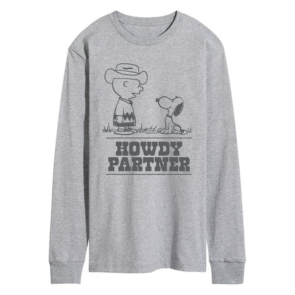 Peanuts - Charlie Snoopy Howdy Partner - Men's Long Sleeve Graphic T-Shirt