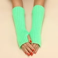 thumbnail image 2 of Arm Warmers Yigetop Women Autumn and Winter Solid Color Multicolor Wool Long Striped Knit Half Finger Gloves Y2K Accessories A one Size, 2 of 4