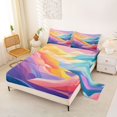 thumbnail image 2 of Castle Fairy Pastel Wave Mountain Print King Sheets 4pcs,Flowing Layer Hill Sky Abstract Art Bedding,Pink Teal,1 Fitted Sheet,1 Flat Sheet and 2 Pillowcases, 2 of 6