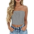 thumbnail image 6 of WTXUE Tank Top Womens Knit Tops Bandeau Top Sleeveless Tops Tube Top Off Shoulder Top Knit Tank Tops for Women Women's Tank Tops Loose Fit Backless Top Beach Tank Tops for Women Short Tank Tops Grey S, 6 of 7