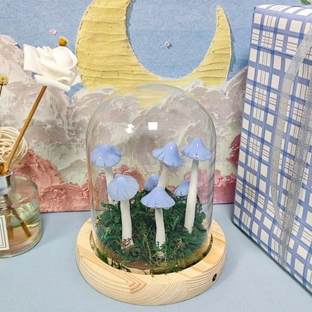 

Handmade Cute Mushroom Night Light Blue Mushroom Lamp Table Desk Lamp for Home Decor Housewarming Bedroom Anniversary Gift