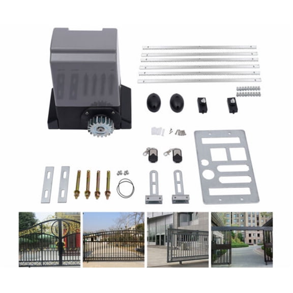 4400 lbs Sliding Gate Opener Garage Door Electric AC Motor w/ 6m Rack 2 Remotes