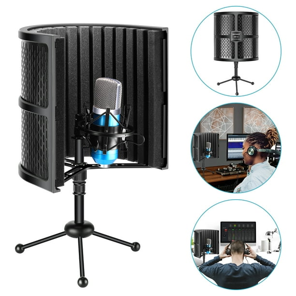 Neewer Tabletop Compact Microphone Isolation Shield with Tripod Stand, Mic Sound Absorbing Foam