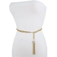 thumbnail image 2 of Women Gold Metal Chain Waistband Waist Hip Belt Tassel Fringe Charm Plus XL XXL, 2 of 11