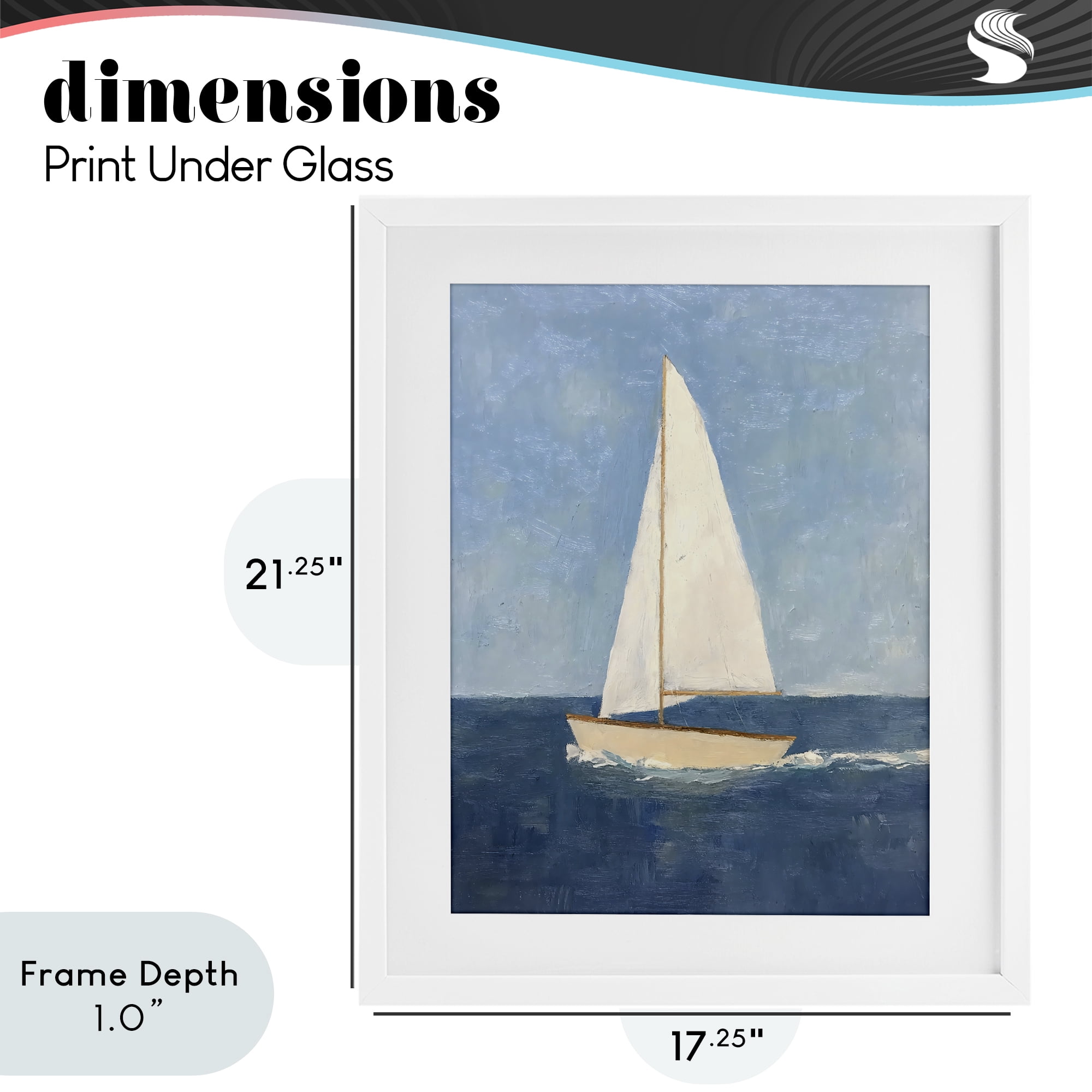 Stupell Industries Deep Blue Sail at Sea White Framed Print Under Glass, design by Creative Studio