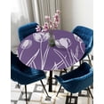 thumbnail image 5 of nqOlkjepod Purple Flower Round Tablecloth, Fitted Table Cover with Elastic for 45"-54" Round Tables, Country Garden Floral Aesthetics Plant Table Cloth Outdoor Dinning Party Waterproof Tablecloths, 5 of 6