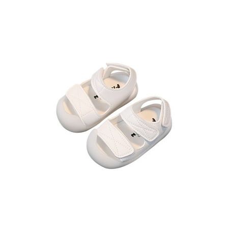 

Woobling Unisex Summer Sandal Beach Sandals Magic Tape Crib Shoe Party Casual Shoes Lightweight Closed Toe Cute White 6.5C