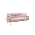 thumbnail image 6 of FFZ 69 Inch Sofa Bed with Adjustable Teddy Sofa and Wide Armrests, Pink, 6 of 8