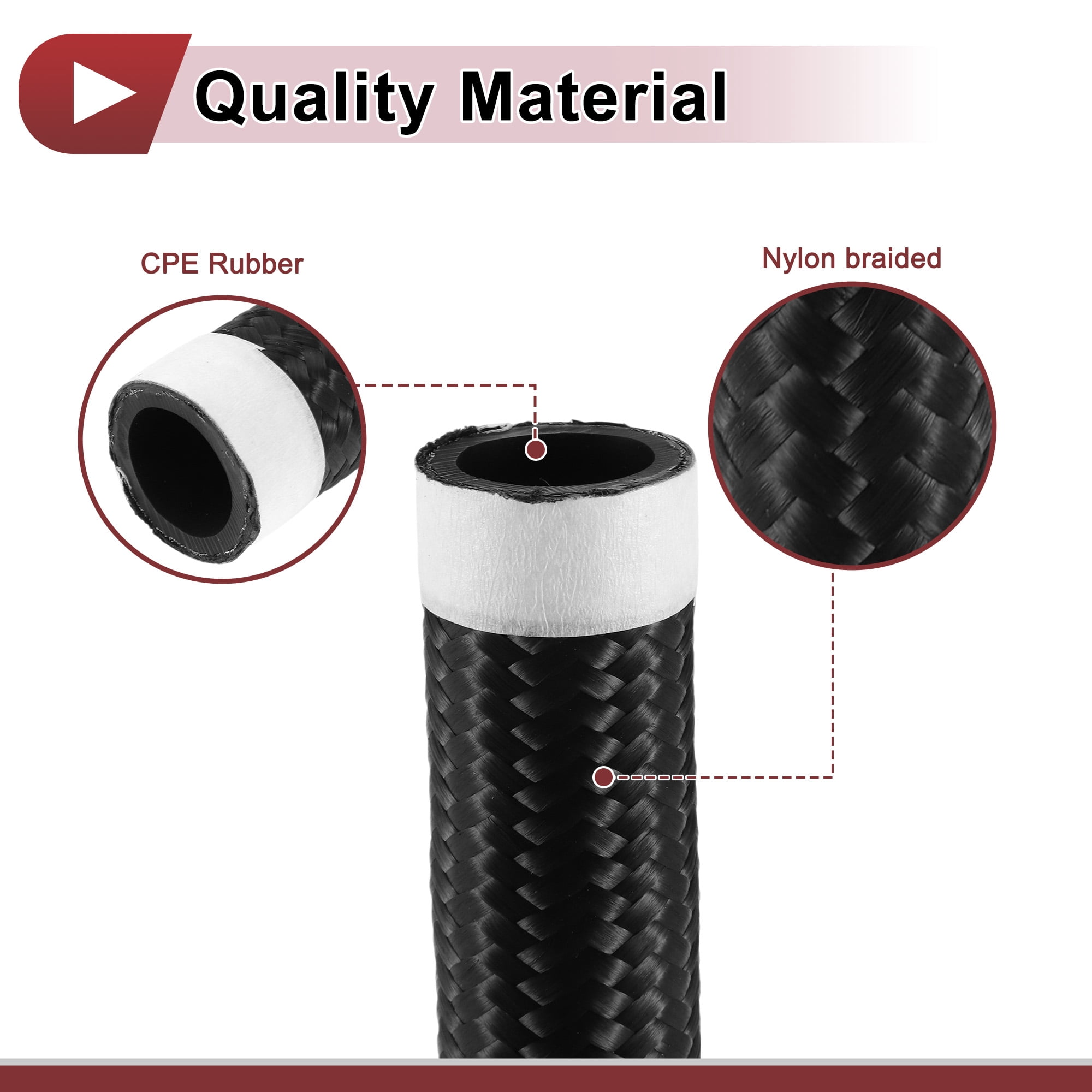 Unique Bargains 6.5ft AN16 Fuel Line Hose Automotive Fuel Hose 0.87"ID 1.16"OD Black