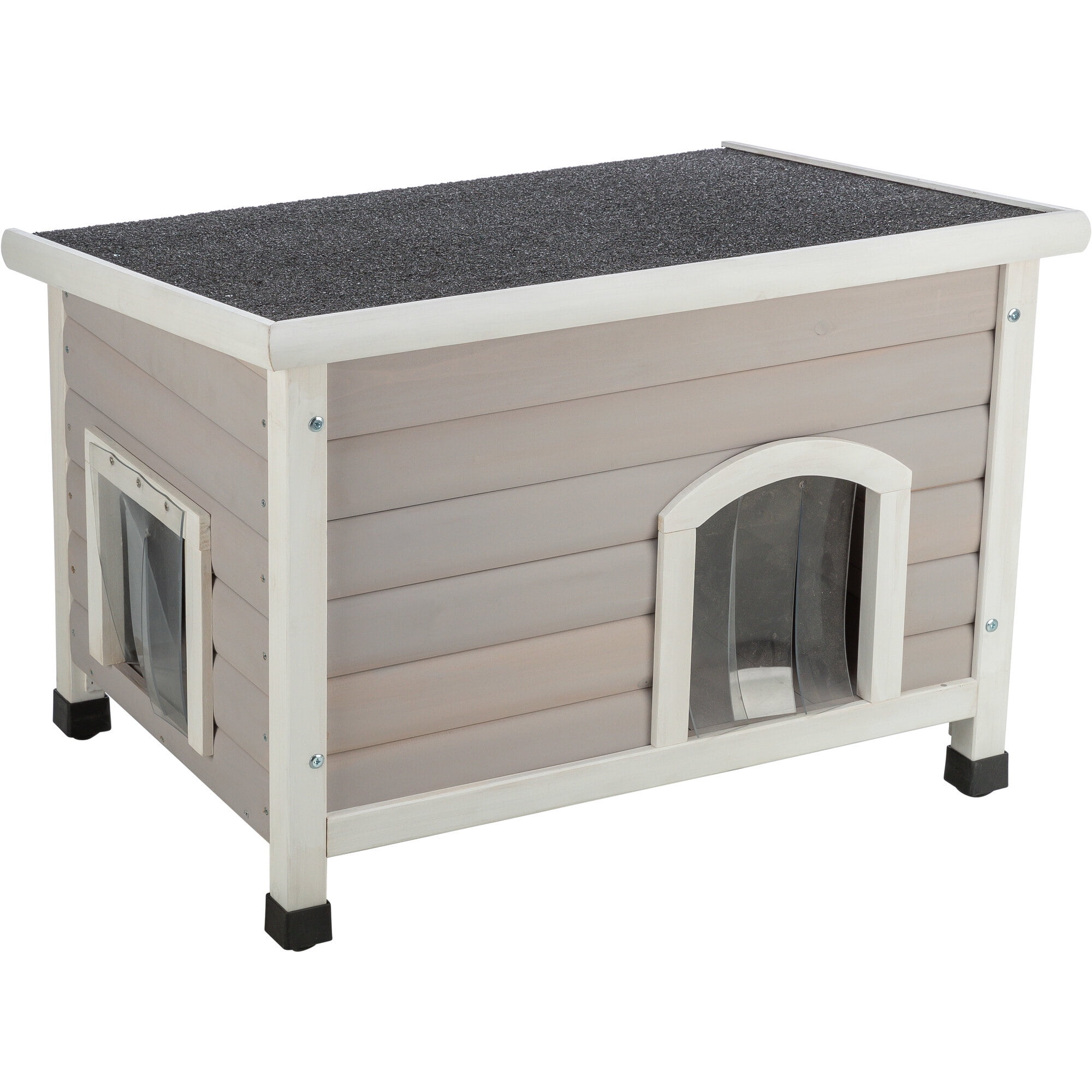 TRIXIE Classic Elevated Weatherproof Cat House, 2 Cover Openings, Indoor-Outdoor Cat Home