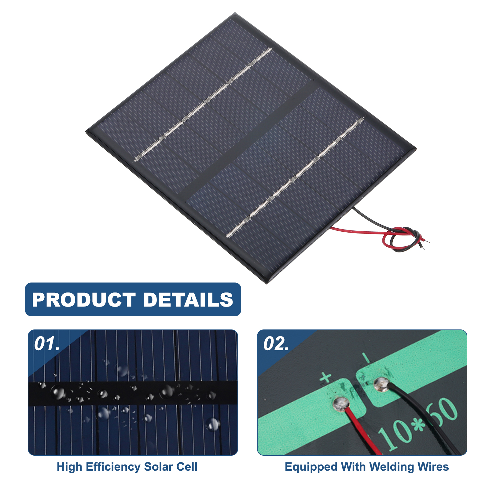 Uxcell 5 Pcs 6V 1.68W 280mA Mini Solar Panels, Small Polycrystalline Solar Cell Panel with 2 Cable for DIY Electric Toy Materials Kits Charger, 110mm x 92mm