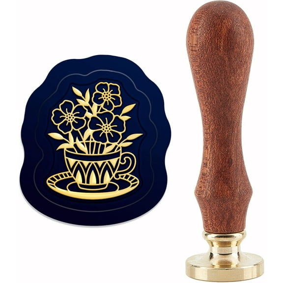 Wax Seal Envelope Gift Seal with Yellow Sandalwood Cup Pattern 89~90mm