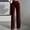 Wine, variant on Womens Velvet Wide Leg Pants Elastic High Waisted Palazzo Pants Business Work Casual Trousers with Pockets Khaki XL(XL)