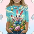 thumbnail image 2 of ZVAVZ 2026 Trendy Easter Shirts for Girls Funny Bunny Graphic Tee Shirts Toddler Girls Cotton 3/4 Sleeve Tops Crewneck Casual Summer T Shirts Multicolor,5-6Years, 2 of 5