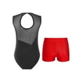 thumbnail image 2 of TSSOE Kids Girls Shiny Rhinestones One Piece Dance Leotard with Booty Shorts Gymnastics Ballet Exercise Suits Red 10, 2 of 7