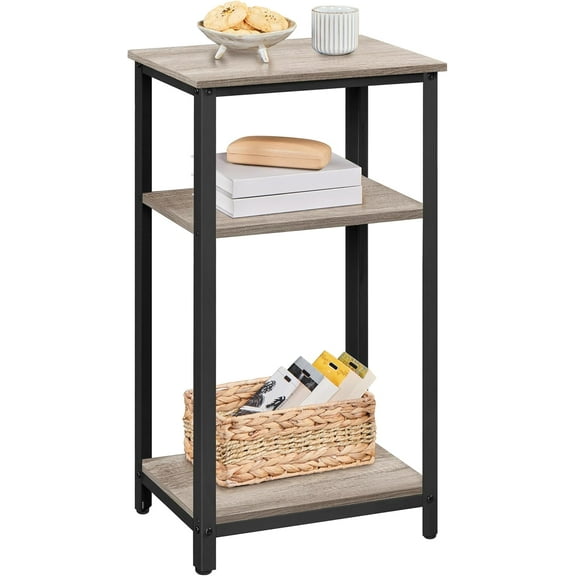 CRXX 30 in Tall End Table, 3-Tier with Strong Wooden Shelves, Small Side Table with Metal Frame for Living Room Office, Small Places, Gray