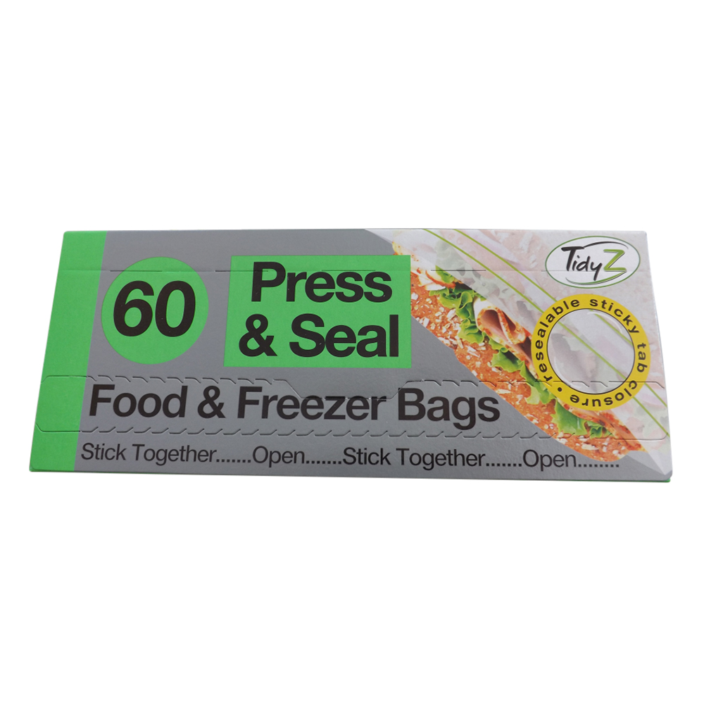Tidyz Press & Seal Food & Freezer Bags (Pack of 60)