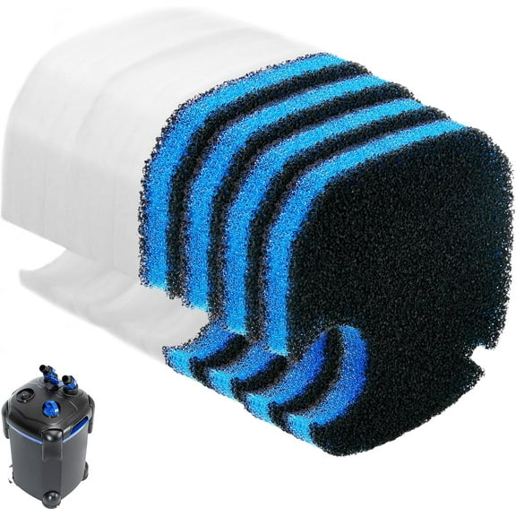 4 Pack Canister Filter Pads Compatible with AMOSIJOY and PONDFORSE 172/225/265GPH, Replacement Aquarium Canister Filter Media for Coospider-Repta (10 White Floss and 4 3in1 Coarse Filter Pads)