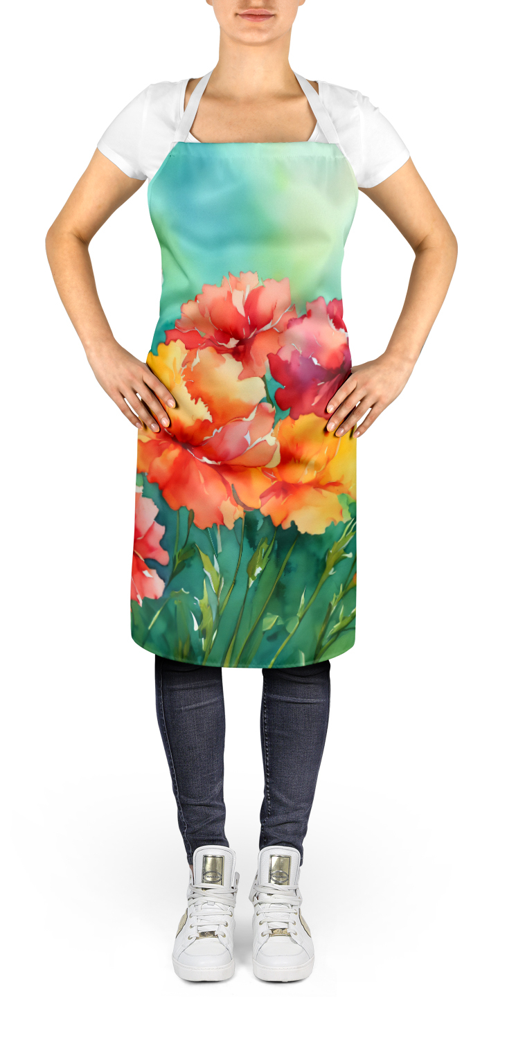 Ohio Scarlet Carnations in Watercolor Apron 27 in x 30 in