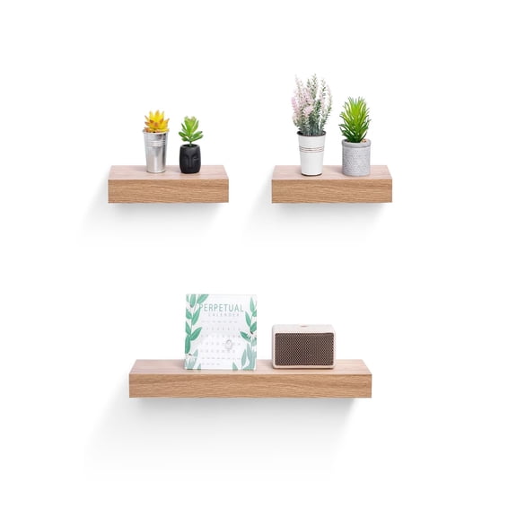 TopComfy 23.62" Floating Shelves Wall Mounted Wood Shelf with Invisible Brackets, Modern Display Storage Shelf for Books, Decor, Bedroom Kitchen White