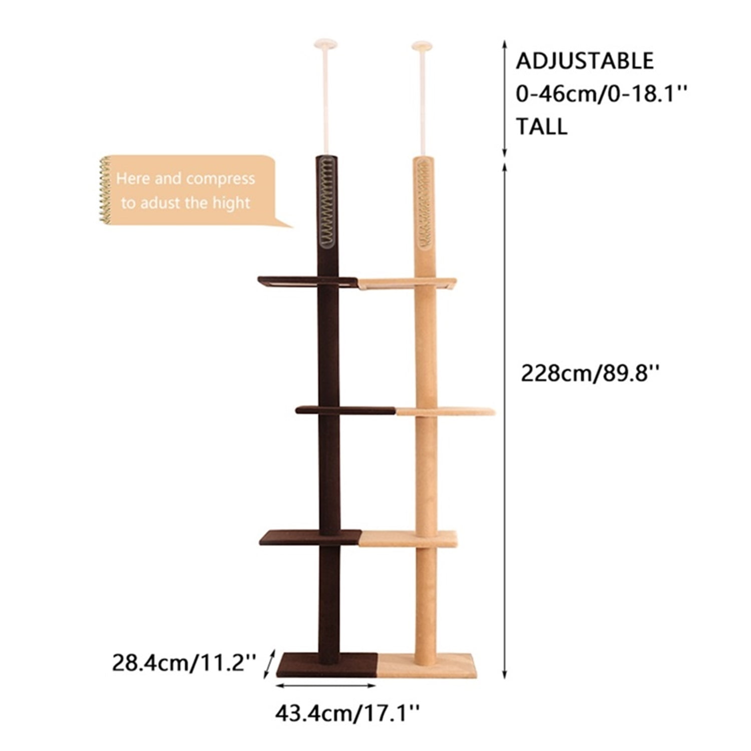 Pefilos Three Tier Cat Tower for Indoor Cats Floor-to-Ceiling Cat Tree Cat Climbing Tree Modern Cat Tree Tower 9 Feet (Adjustable 90"-108" Tall), Beige Pefilos Three Tier Cat Tower for Indoor Cats Floor-to-Ceiling Cat Tree Cat Climbing Tree Modern Cat Tree Tower 9 Feet (Adjustable 90"-108" Tall), Beige