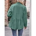 thumbnail image 6 of Arvbitana Women's Corduroy Button Shirt Solid Color Long Sleeve Ruffle Hem Blouse Ladies Casual Loose Tops with Pockets for Work Streetwear, 6 of 6