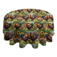 thumbnail image 4 of Green Chicken Sunflower Pattern Round Tablecloth 60"x60",Wrinkle Wipeable Table Cloth for Kitchen Dining Room Picnic Patio Party, 4 of 6
