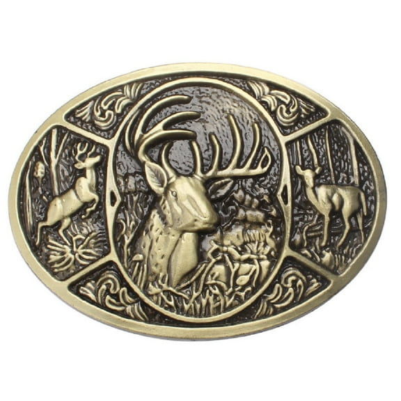 Fachoice Deer Elk Belt Buckle for Men Deer Wildlife Belt Buckle, Deer Outdoor Belt Buckle Classic Deer Hunting Cowboy Belt Buckle