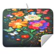 thumbnail image 5 of Ryvnso Art Flowers Butterfly Dish Drying Mat for Kitchen Countertop 18x24 Large Dish Pad Drainer Rack Dish Sink Mats, 5 of 7