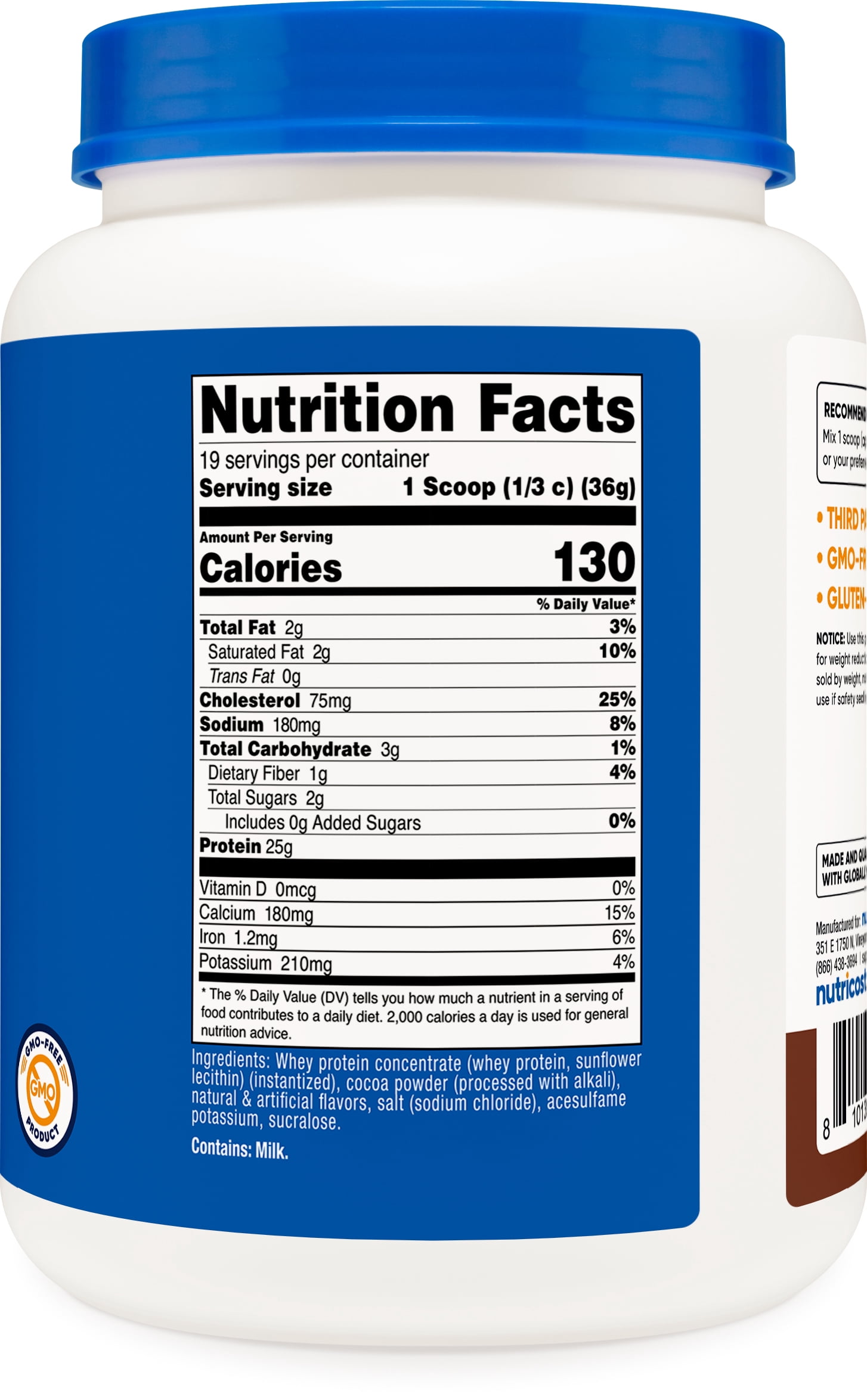 Nutricost Whey Protein Concentrate (1.5 Pounds, Chocolate) - 25 Grams of Protein Per Serving