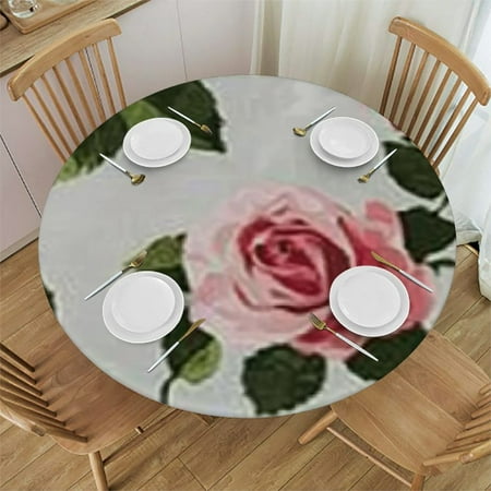 

SHERONV Roses Round Table Cover Stain Resistant and Washable for Indoor Outdoor Kitchen Dining Wedding Parties 100% Polyester Fiber 54 -58