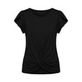 thumbnail image 4 of Cmfcve Tops for Women Pleated Puff Short Sleeve Crew Neck Summer Blouses Casual Loose Fitted Twist Front T Shirts, 4 of 7