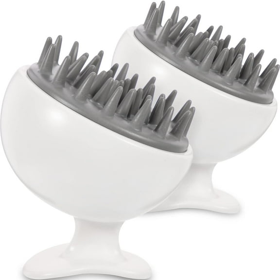 Scalp Massager Shampoo Brush 2pcs Soft Silicone Scalp Scrubber Wet and Dry Hair Scalp Cleansing Brush Head Scrubber Dandruff Brushes for Women Men - Grey
