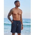 thumbnail image 2 of COOFANDY Mens Flat Front Shorts Elastic Waist Linen Lightweight Breathable Shorts, 2 of 6