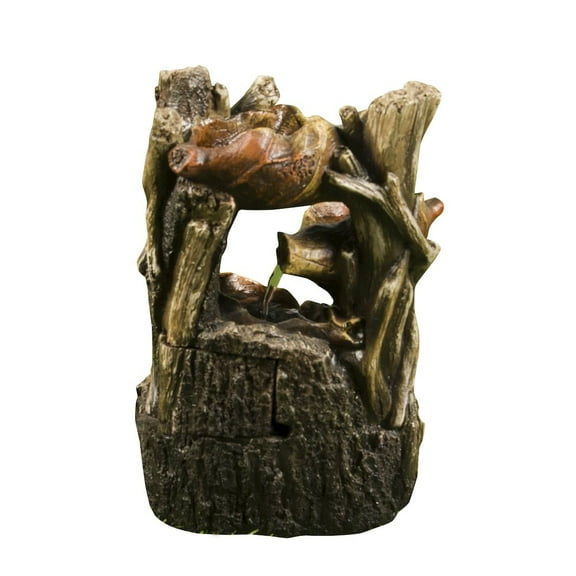 Hi-Line Gift Ltd. Tree Trunk Fountain W/3 Leaves & LED