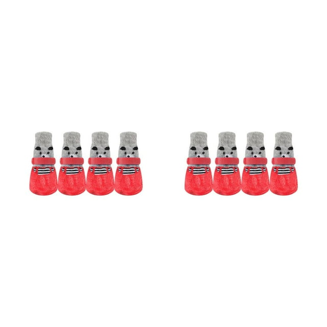Methold 4 piezas de zapatos cálidos para mascotas, botas de nieve para la lluvia, conjunto de calcetines con suela de goma, cubierta de pata, Rojo L 2piezas