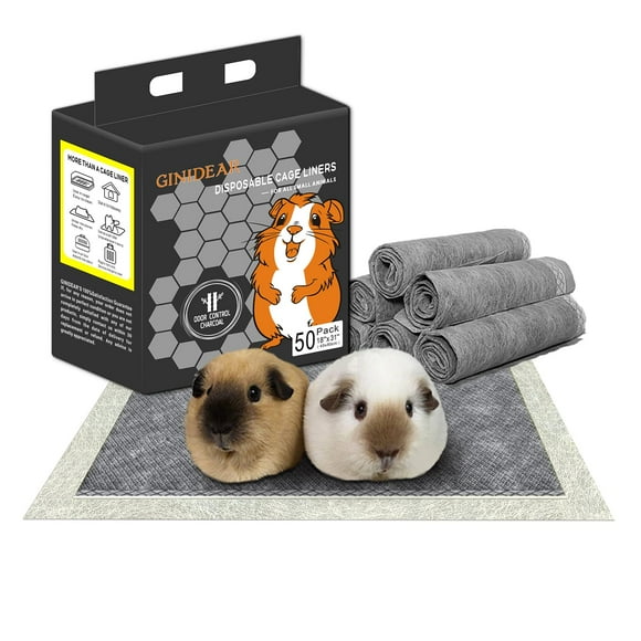GINIDEAR Guinea Pig Bedding, Disposable Guinea Pig Cage Liners, Charcoal Odor Controlling Absorbent Waterproof Pee Pads for Rabbits, Hamster and