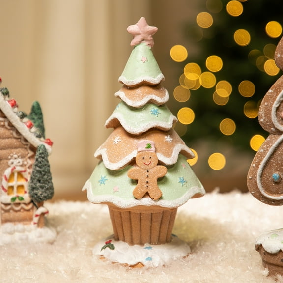 Gingerbread Cupcake Christmas Tree Decoration - 9.5"