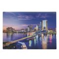thumbnail image 1 of United States Cutting Board, Jacksonville Florida Skyline Vibrant Night St. Johns River Scenic, Decorative Tempered Glass Cutting and Serving Board, Large Size, Royal Blue Pale Pink, by Ambesonne, 1 of 1