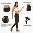 thumbnail image 5 of Zuvelli High Waist Yoga Pants with Side-Pockets, Workout and Running Activewear for Women, High Waisted Tummy Control, Non-See-Through 4 Way Stretch Leggings - Black Camo, S, 5 of 7
