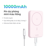 UGREEN 10000mAh Magnetic Power Bank, Pink