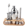thumbnail image 2 of 11 Pcs Stainless Steel Cocktail Shaker Mixer Set with Wood Base, 2 of 8