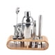 thumbnail image 1 of Juego de 11 piezas de coctelera de acero inoxidable, mezclador de bebidas, barman, herramientas de martini, kit de barra con base de madera, 1 of 15