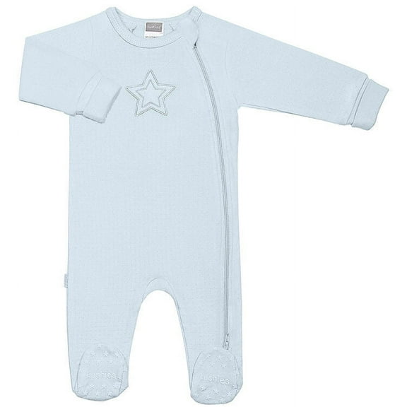 Blue Kushies Baby Classic 100% Cotton Side Zipper Sleeper w/Non-Slip Feet - Size Preemie