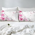 thumbnail image 4 of Erosebridal Pink Flower Bed Sheets Full for Girls, Ink Painting Style Bedding, Microfiber 4pcs, 4 of 6
