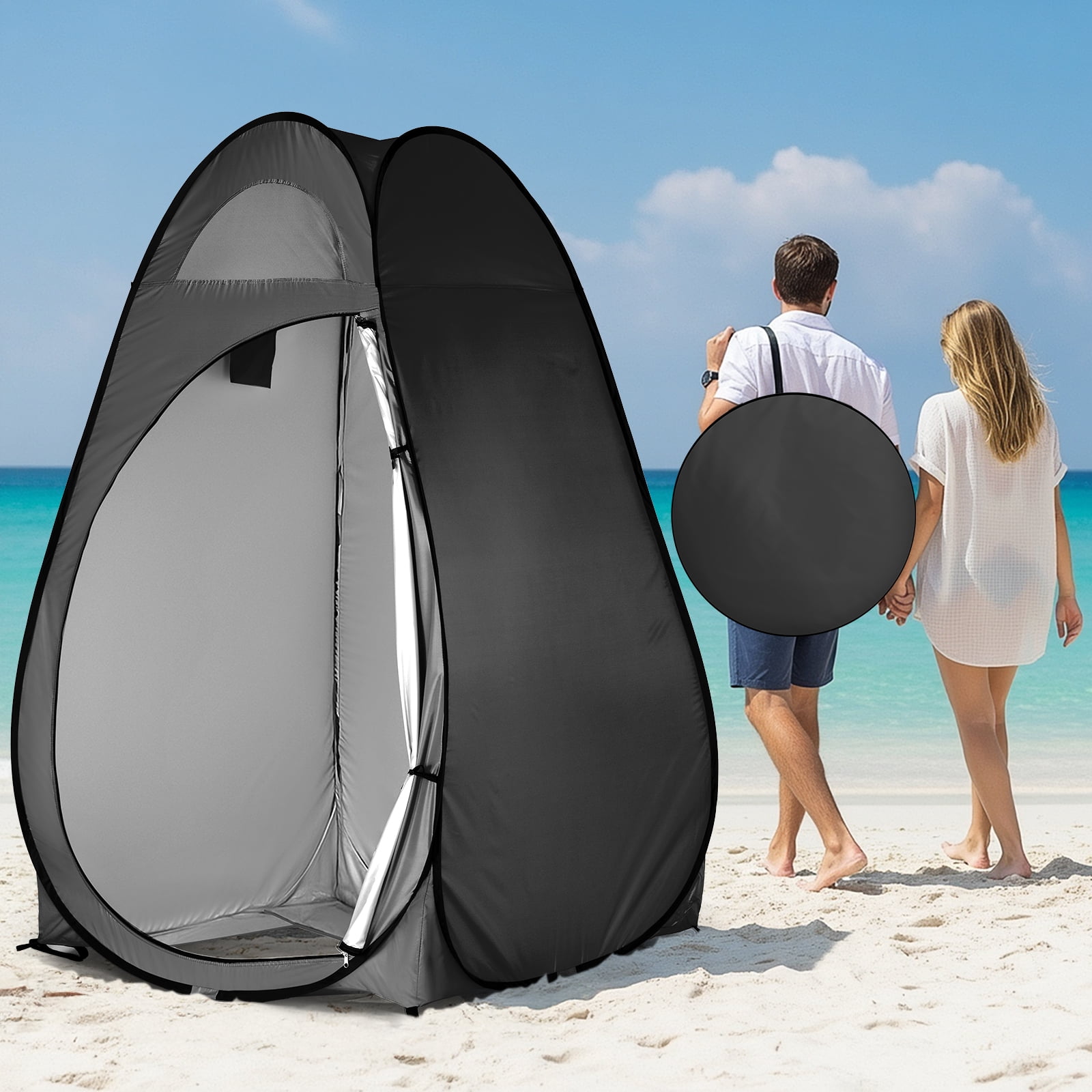 Ktaxon Camping Shower Tent, Portable Pop Up Changing Tent, Waterproof Dressing Room Privacy Tent for Camping Beach, Black