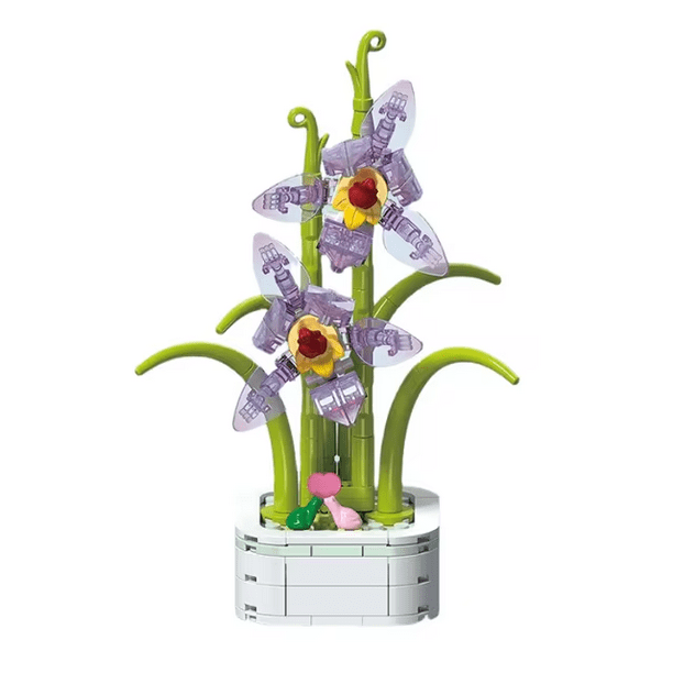 Wizardi Brick Potted Flower - Lotus Petal Orchid Building F07M9-10